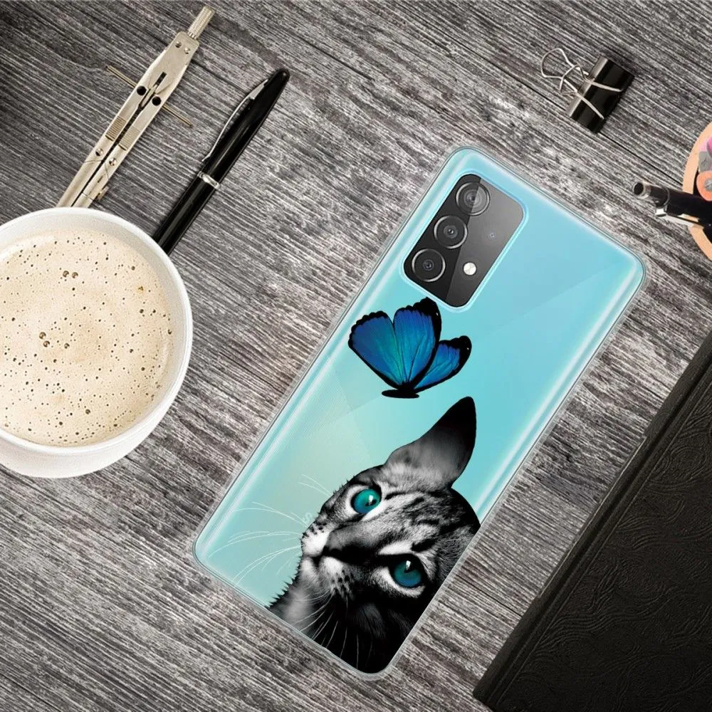 Deco Samsung Galaxy A73 case - Cat and Butterfly