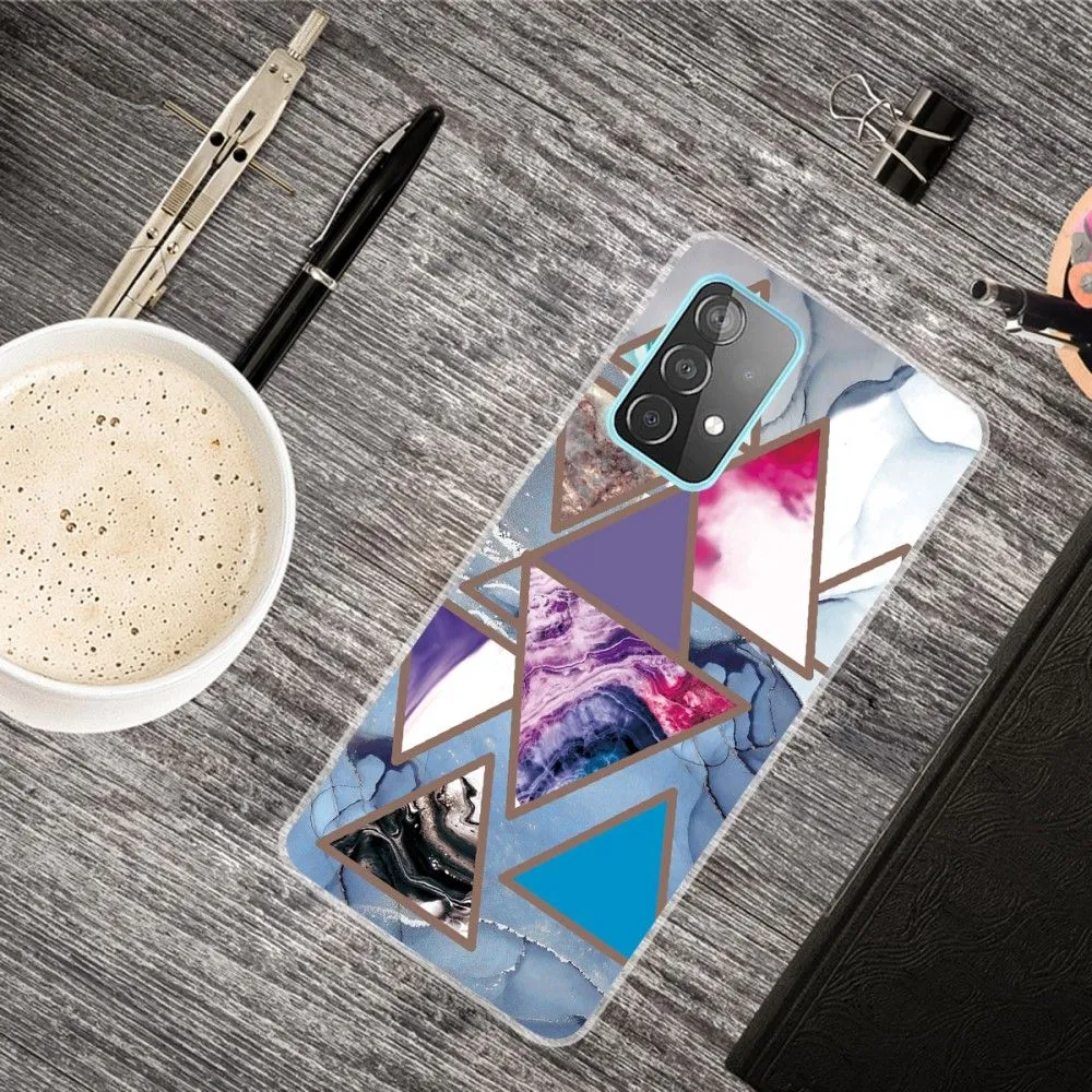 Deco Samsung Galaxy A73 case - Triangle Patterns in Marble