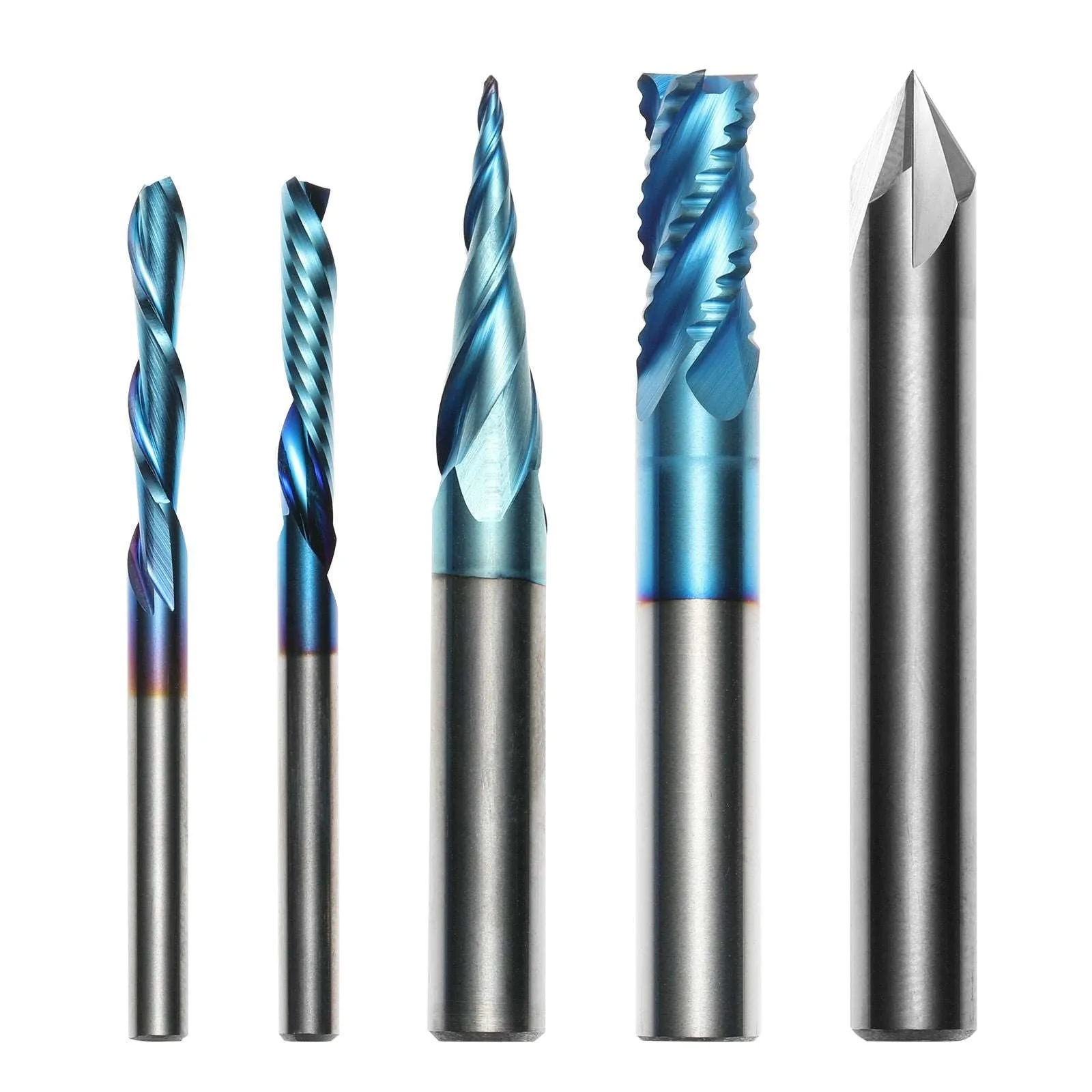 [Discontinued] EM05A, 1/4" & 1/8", CNC Router Bit Carving Set, for Wood Detail Profile, 5pcs