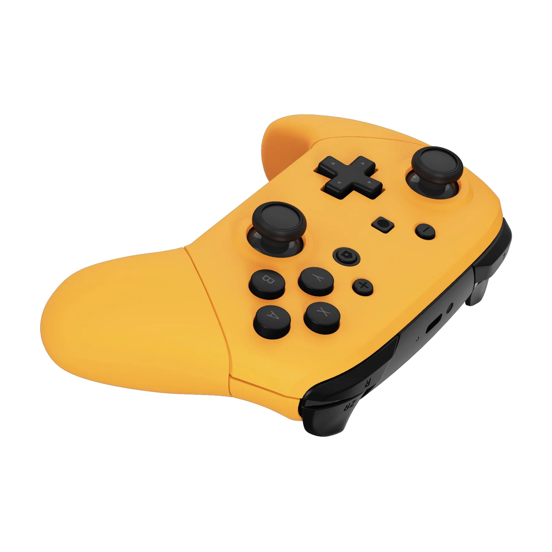 eXtremeRate Caution Yellow Faceplate Backplate Handles for NS Switch Pro Controller, Soft Touch DIY Replacement Grip Housing Shell Cover for NS Switch Pro - Controller NOT Included - FRP318