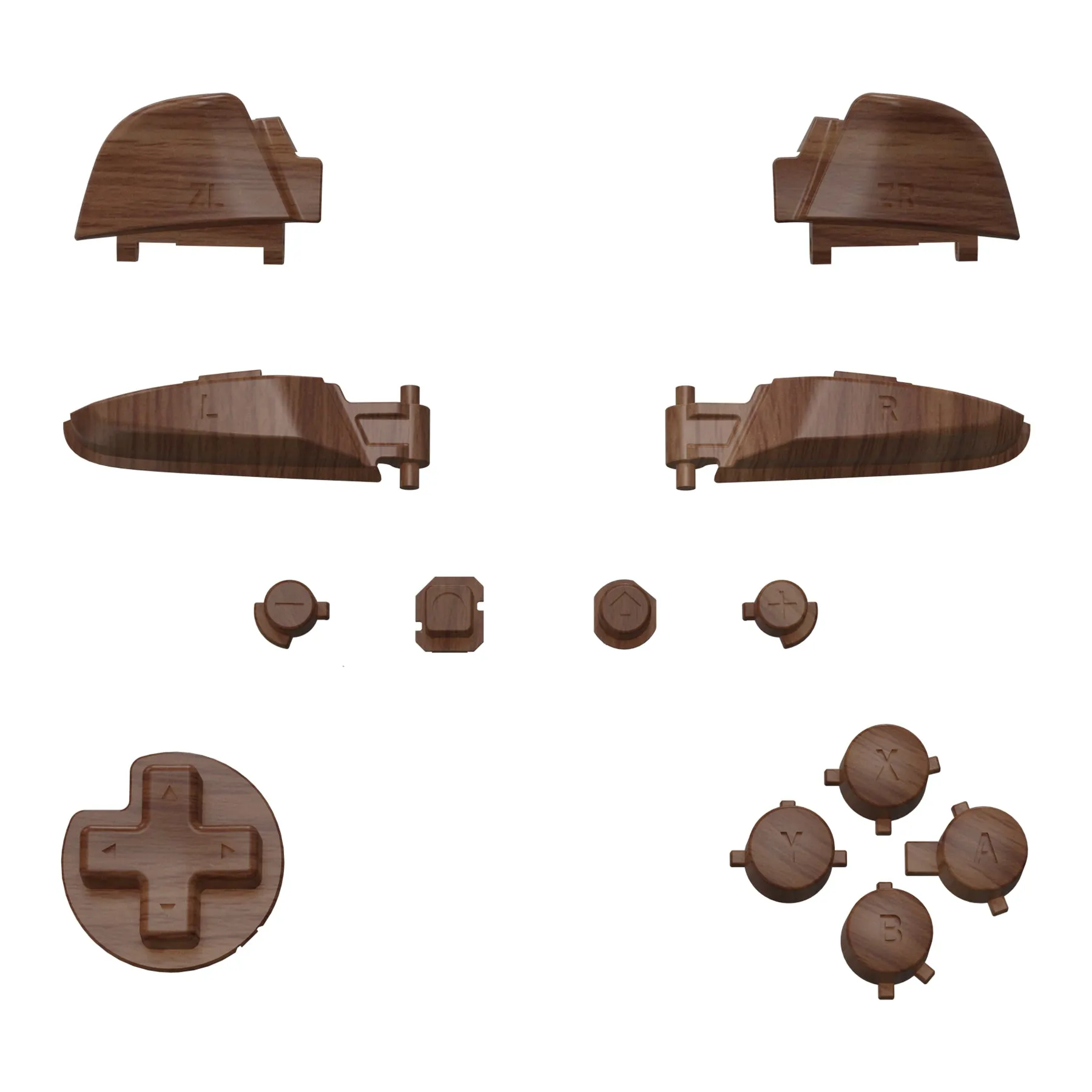 eXtremeRate DIY Replacement Full Set Buttons for Nintendo Switch Pro Controller - Wood Grain - KRS201