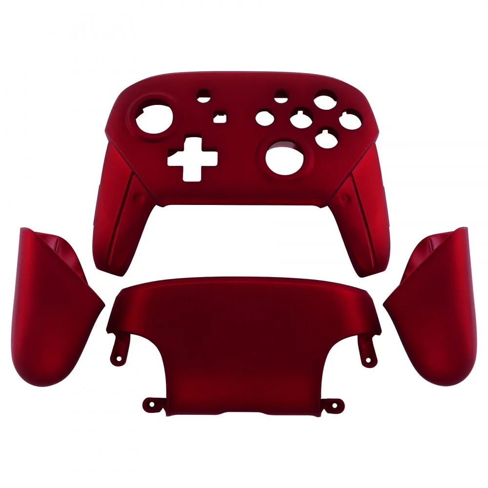 eXtremeRate Red Faceplate Backplate Handles for Nintendo Switch Pro Controller, Soft Touch DIY Replacement Grip Housing Shell Cover for Nintendo Switch Pro - Controller NOT Included - FRP302