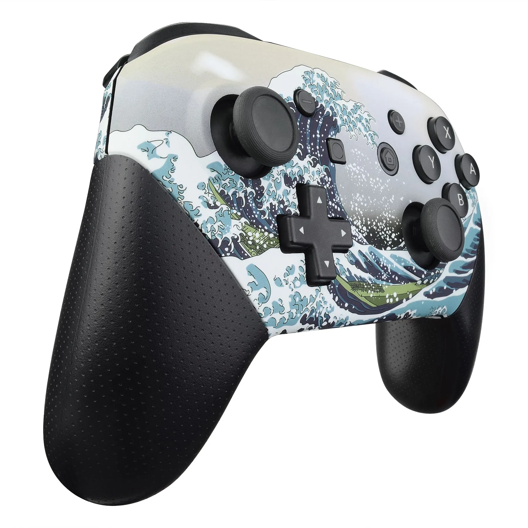 eXtremeRate The Great Wave Patterned Soft Touch Faceplate and Backplate Replacement Shell Housing Case for NS Switch Pro Controller- Controller NOT Included - MRT105