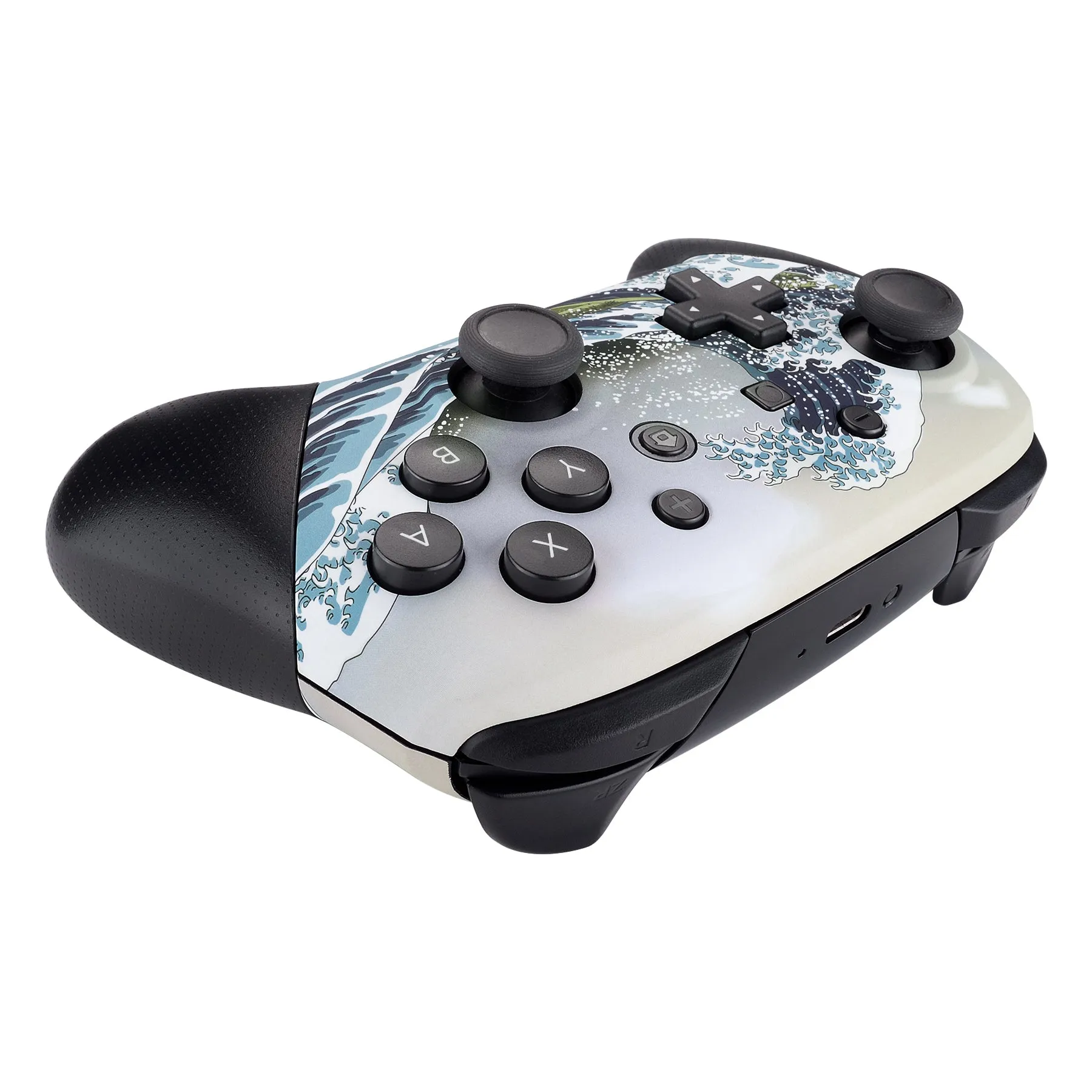 eXtremeRate The Great Wave Patterned Soft Touch Faceplate and Backplate Replacement Shell Housing Case for NS Switch Pro Controller- Controller NOT Included - MRT105