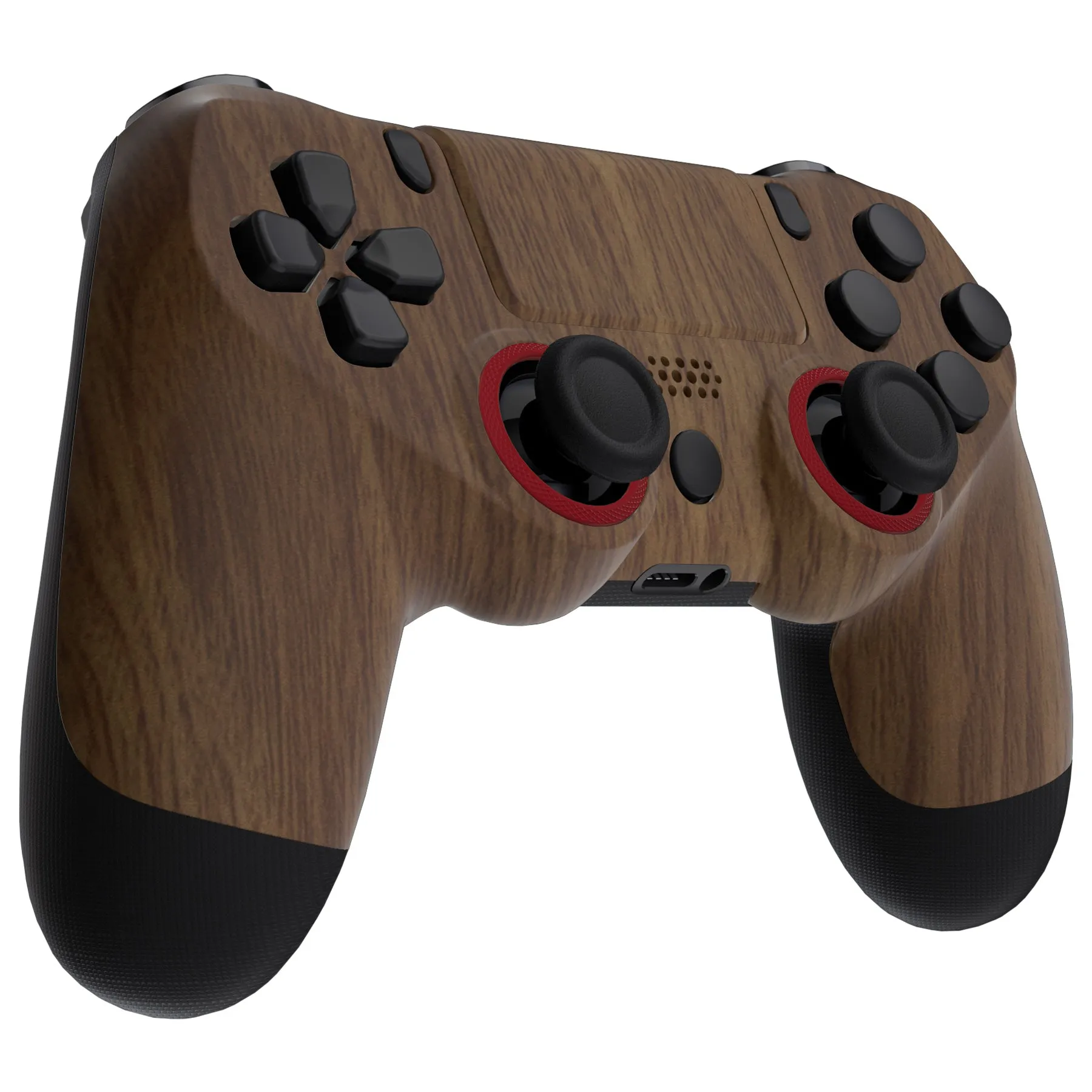 eXtremeRate Wood Grain Ghost Replacement Faceplate Touchpad Cover, Redesigned Soft Touch Housing Shell Case Touch Pad Compatible with PS4 Slim Pro Controller JDM-040/050/055 - Controller NOT Included - GHP4S001