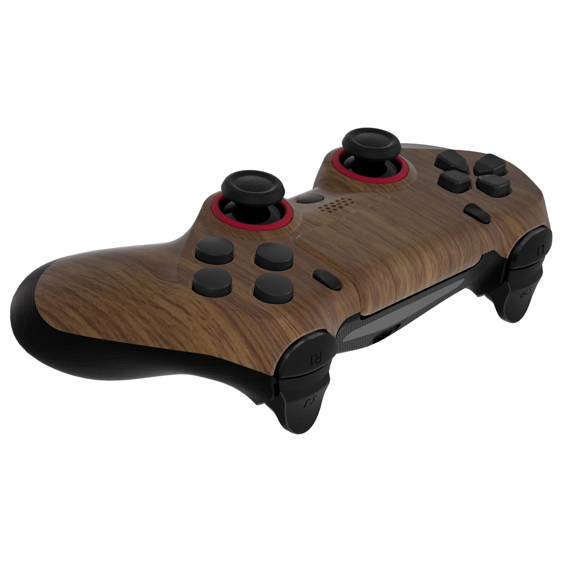 eXtremeRate Wood Grain Ghost Replacement Faceplate Touchpad Cover, Redesigned Soft Touch Housing Shell Case Touch Pad Compatible with PS4 Slim Pro Controller JDM-040/050/055 - Controller NOT Included - GHP4S001