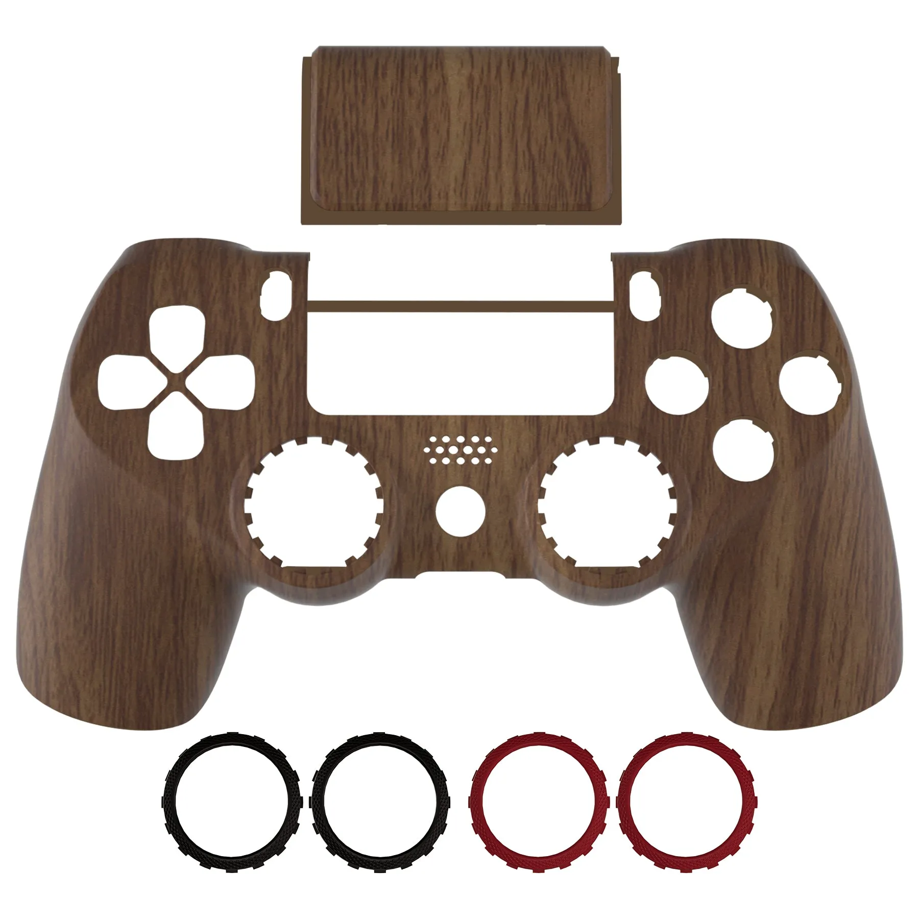 eXtremeRate Wood Grain Ghost Replacement Faceplate Touchpad Cover, Redesigned Soft Touch Housing Shell Case Touch Pad Compatible with PS4 Slim Pro Controller JDM-040/050/055 - Controller NOT Included - GHP4S001