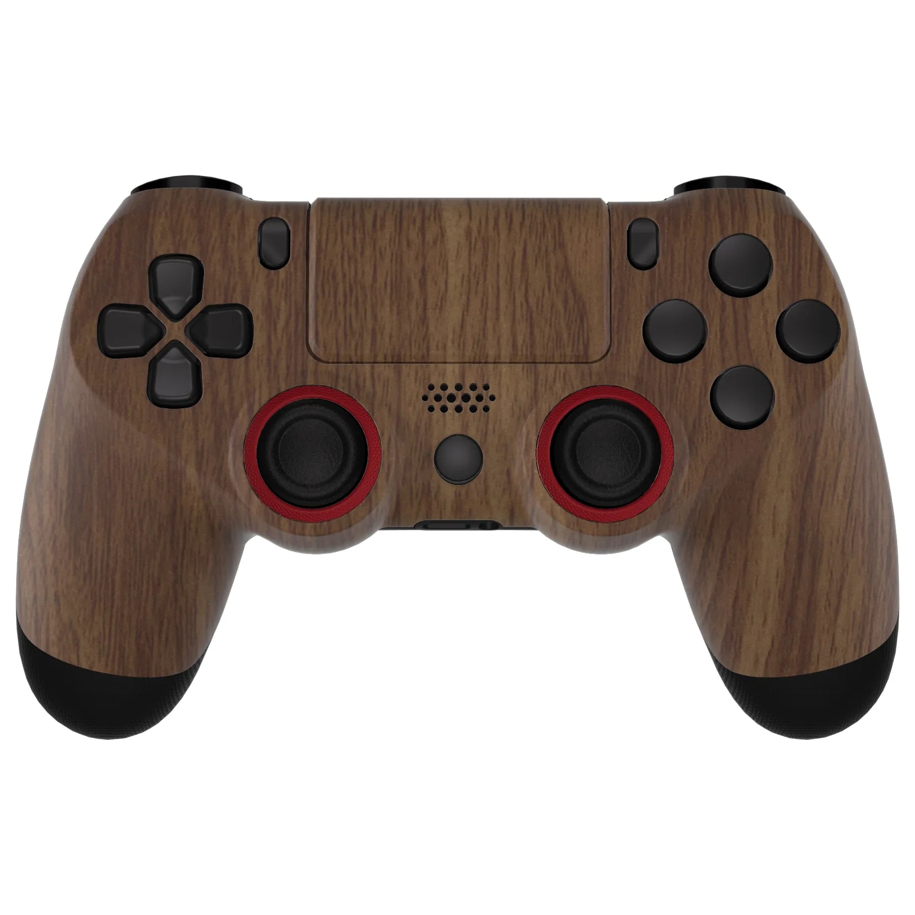 eXtremeRate Wood Grain Ghost Replacement Faceplate Touchpad Cover, Redesigned Soft Touch Housing Shell Case Touch Pad Compatible with PS4 Slim Pro Controller JDM-040/050/055 - Controller NOT Included - GHP4S001