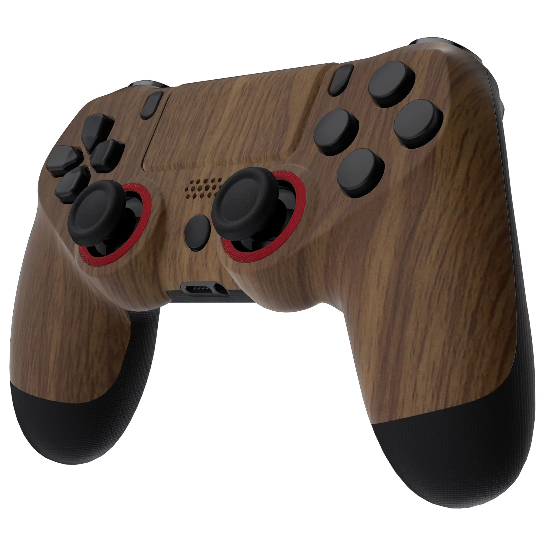 eXtremeRate Wood Grain Ghost Replacement Faceplate Touchpad Cover, Redesigned Soft Touch Housing Shell Case Touch Pad Compatible with PS4 Slim Pro Controller JDM-040/050/055 - Controller NOT Included - GHP4S001