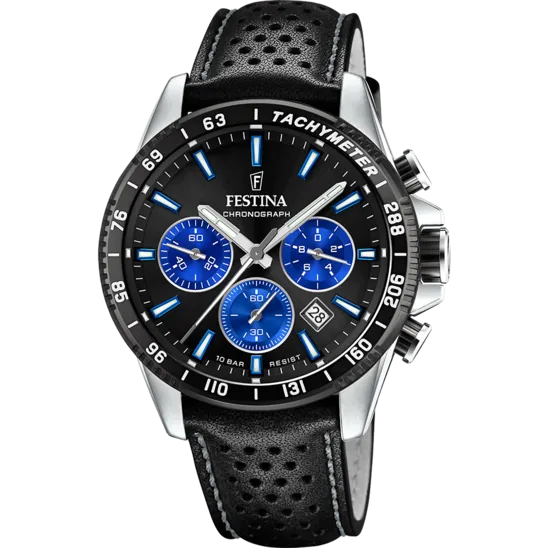 Festina Timeless Chronograph Leather Chronograph Mens Watch I Model F20561/6 Quartz Movement