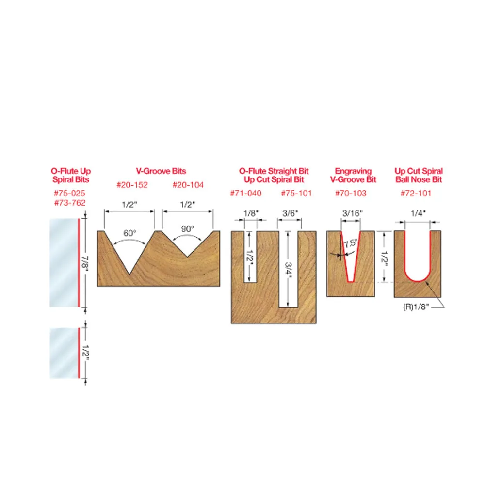 Freud 8-Piece CNC Router Bit General Purpose Set (1/4" Shank)