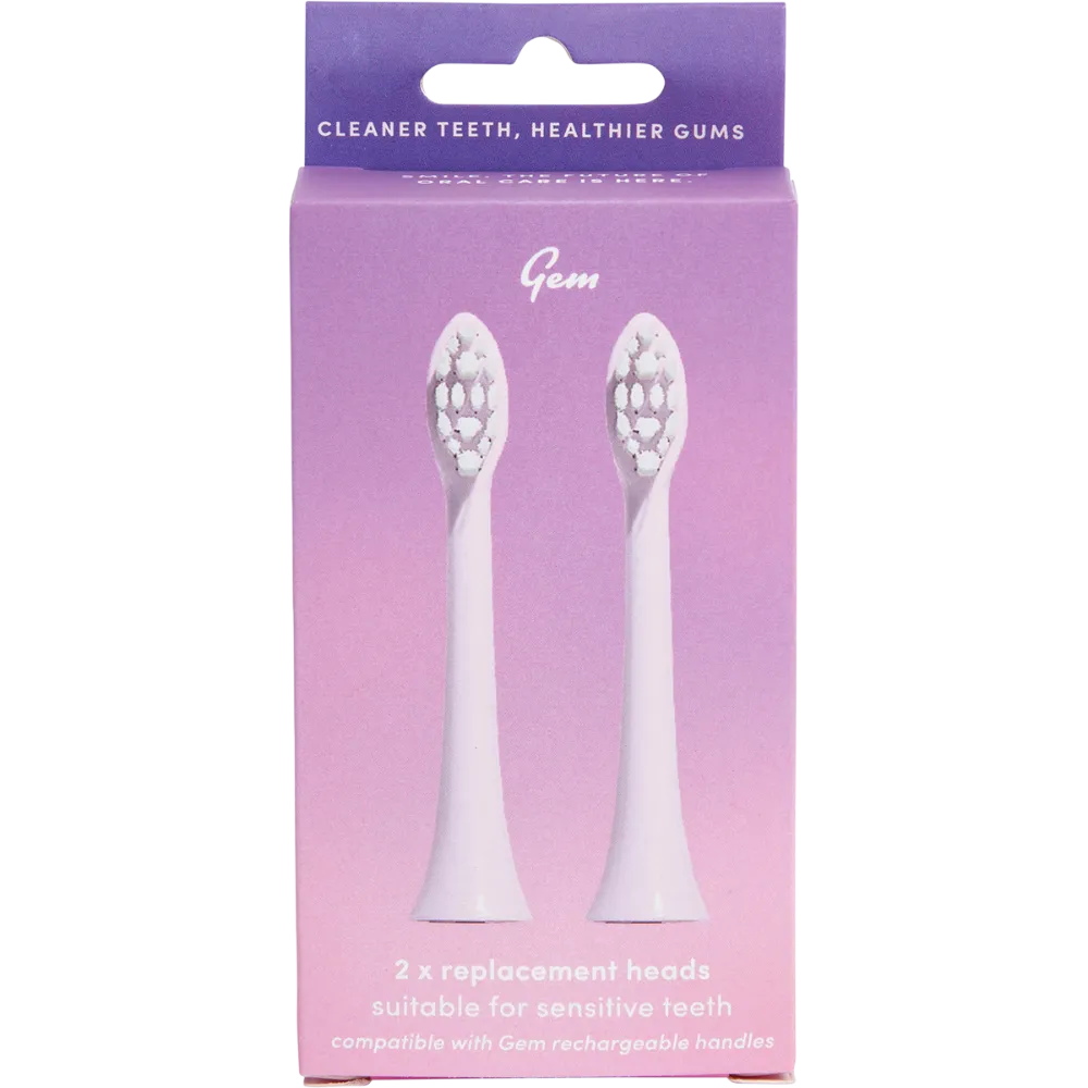 Gem Electric Toothbrush Replacement Heads Rose 2pk