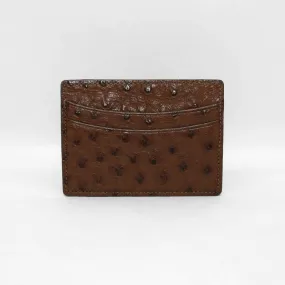 Genuine Ostrich Card Case Brown