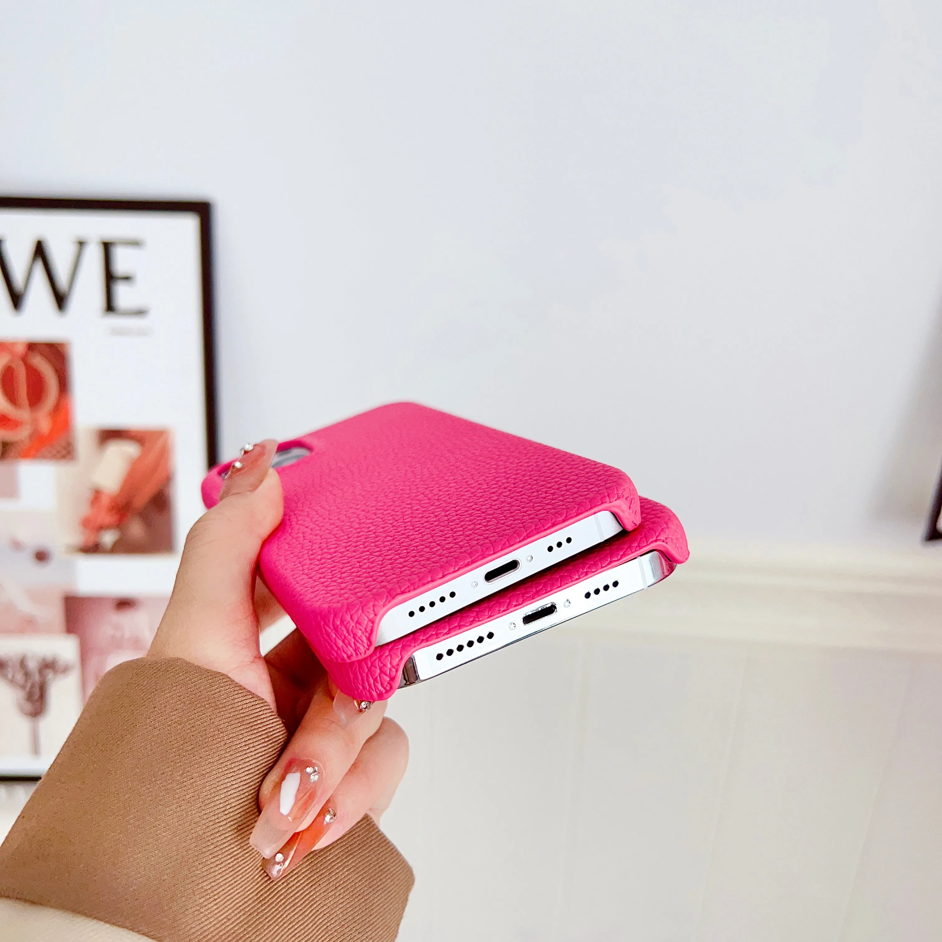 Grain Leather iPhone Case ( Pink )