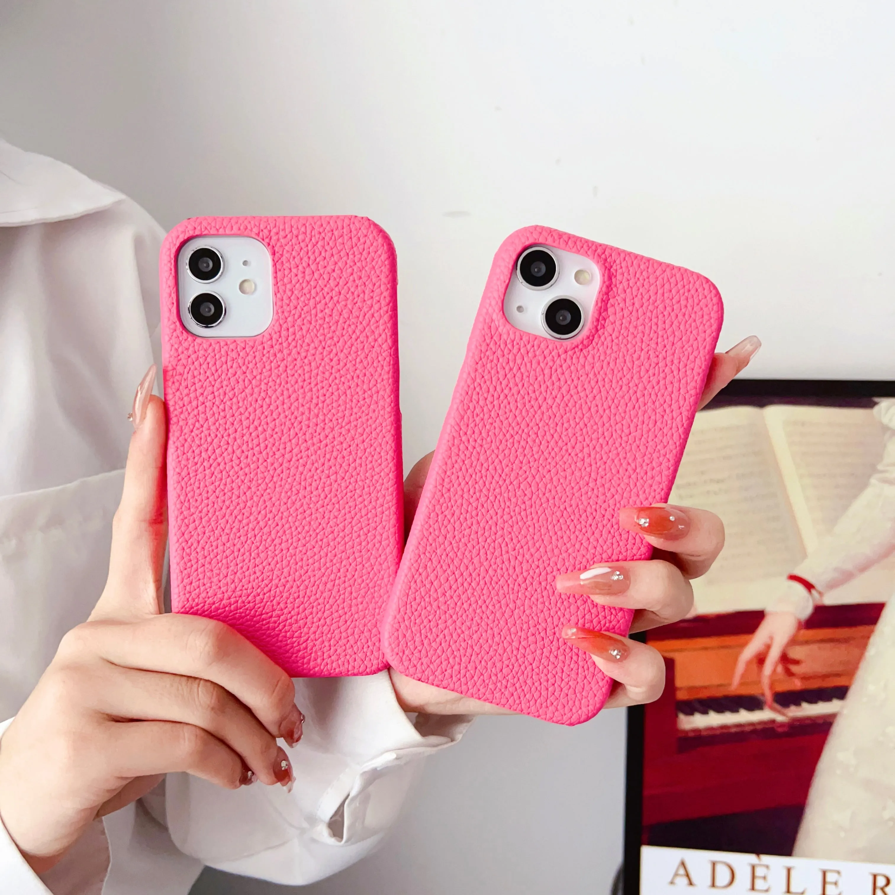 Grain Leather iPhone Case ( Pink )