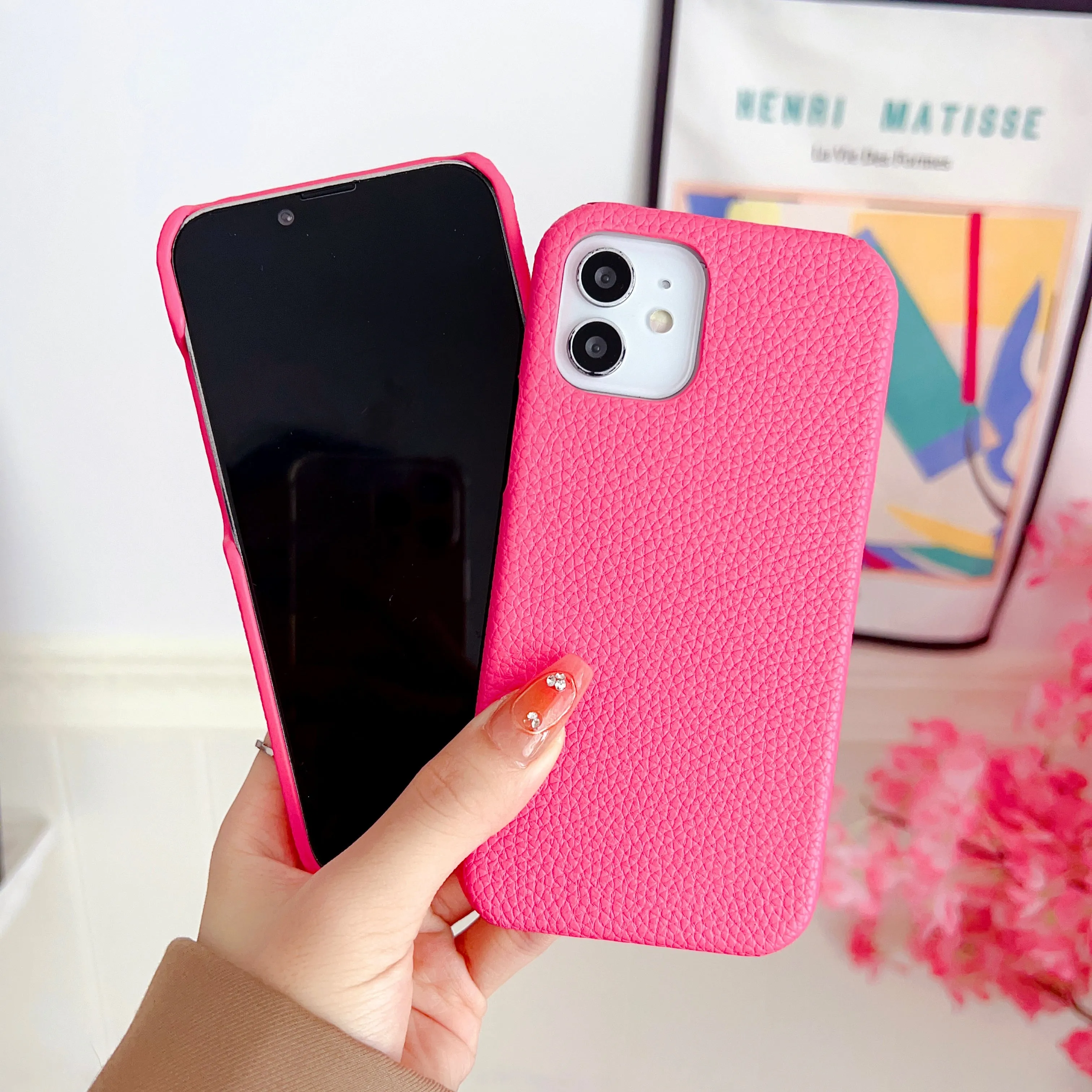 Grain Leather iPhone Case ( Pink )