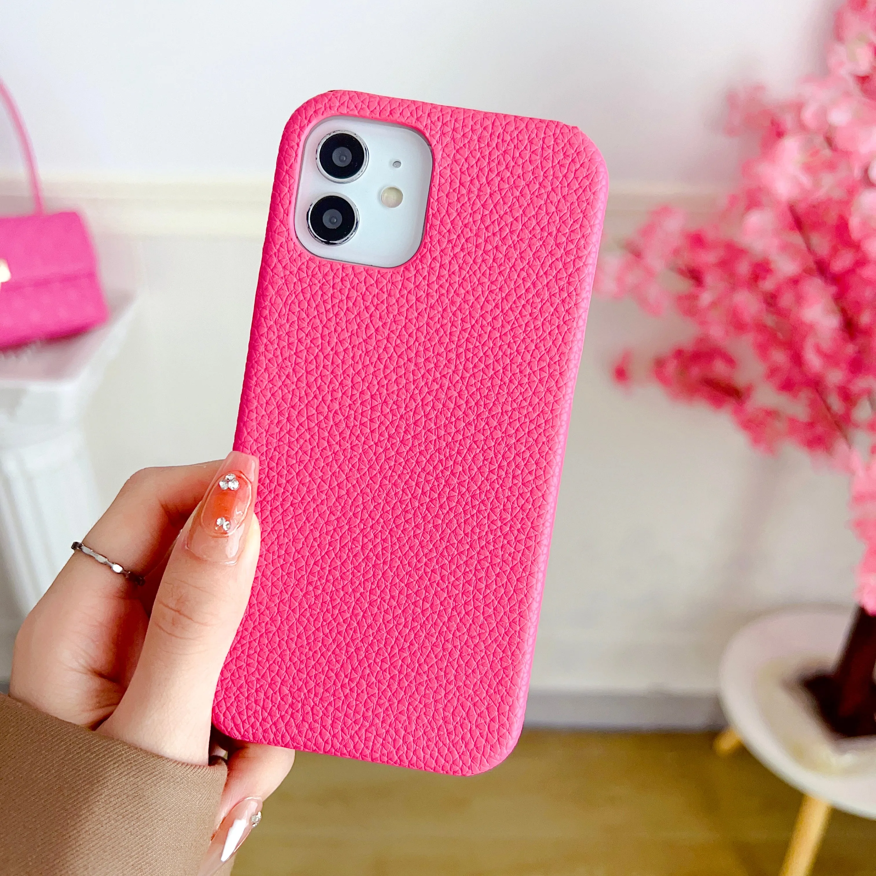 Grain Leather iPhone Case ( Pink )