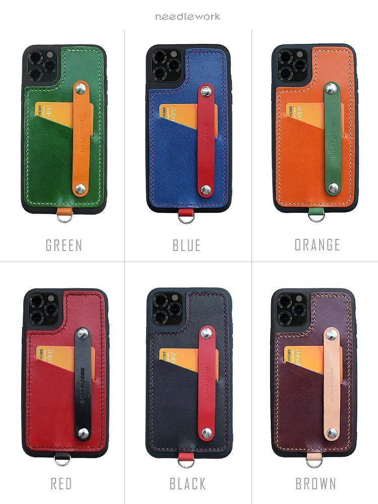 Handmade Black Leather iPhone 11 Case with Card Holder CONTRAST COLOR iPhone 11 Leather Case