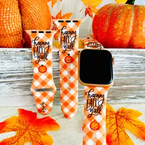 Happy Fall Y'all Print Silicone Band For Apple Watch