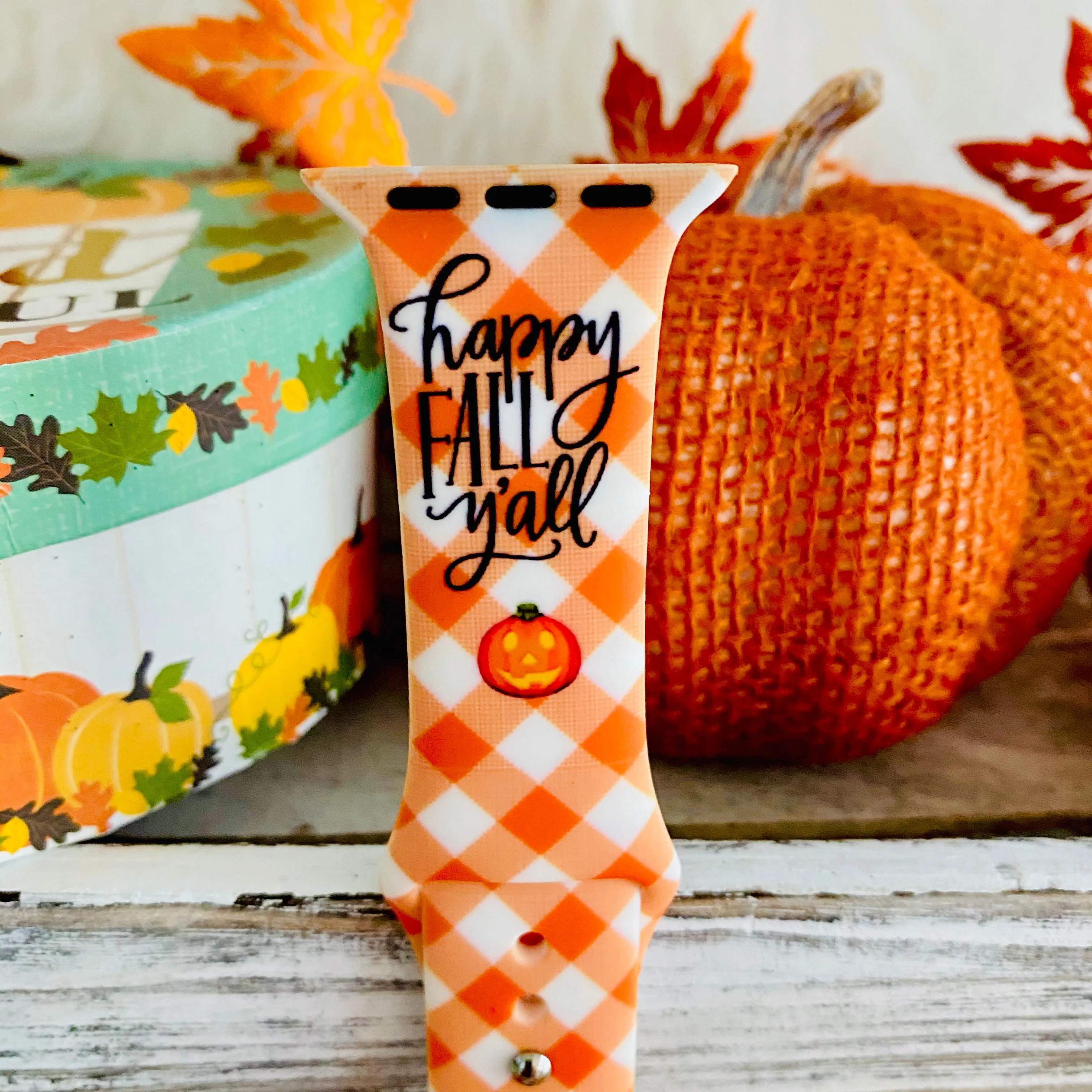 Happy Fall Y'all Print Silicone Band For Apple Watch