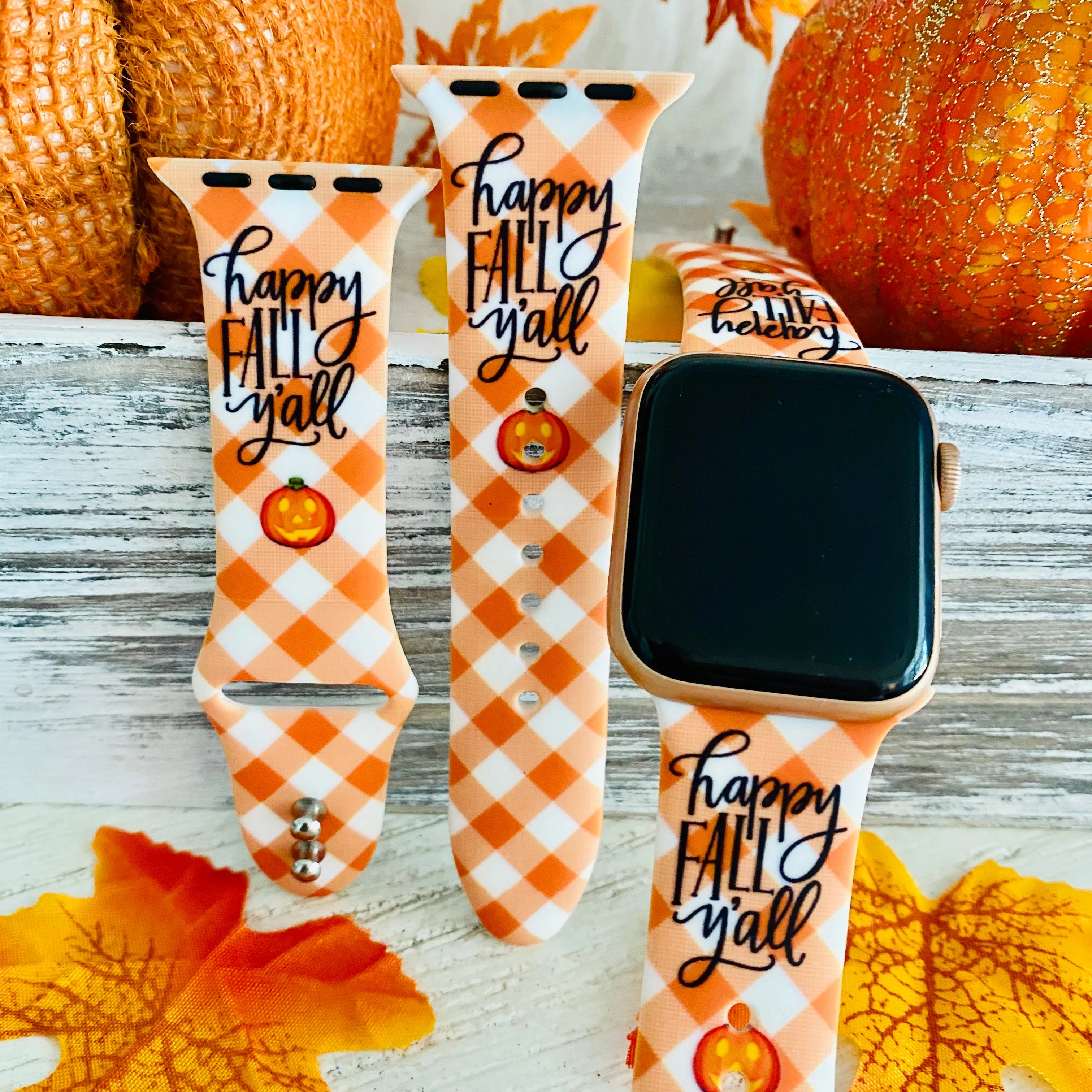 Happy Fall Y'all Print Silicone Band For Apple Watch