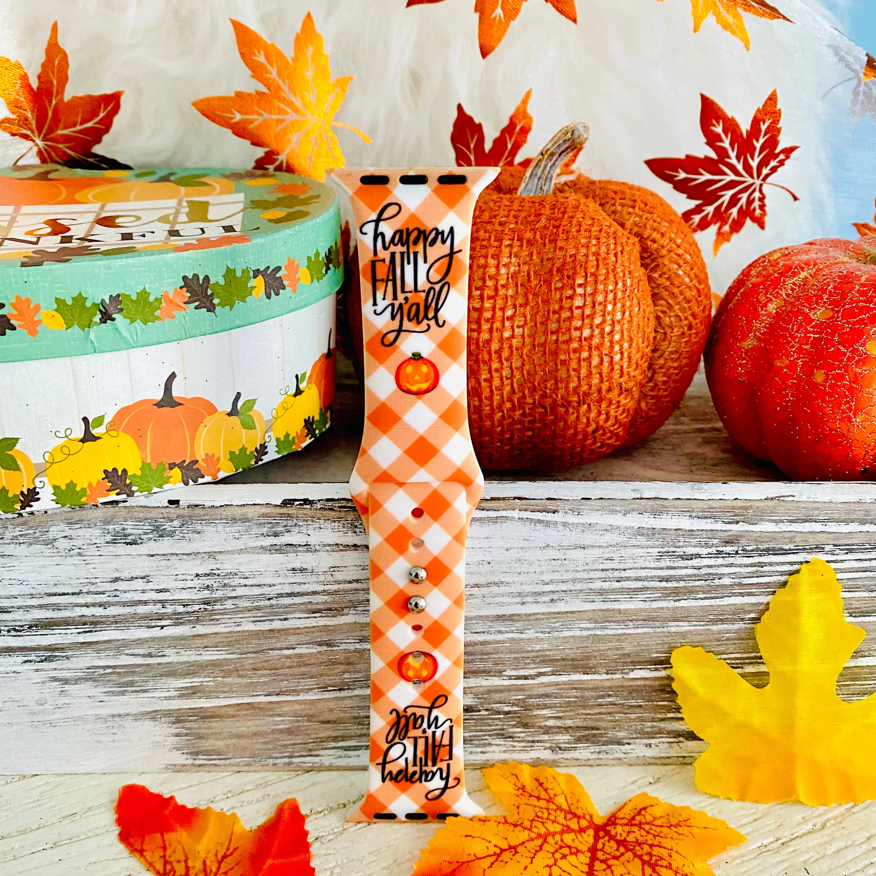 Happy Fall Y'all Print Silicone Band For Apple Watch