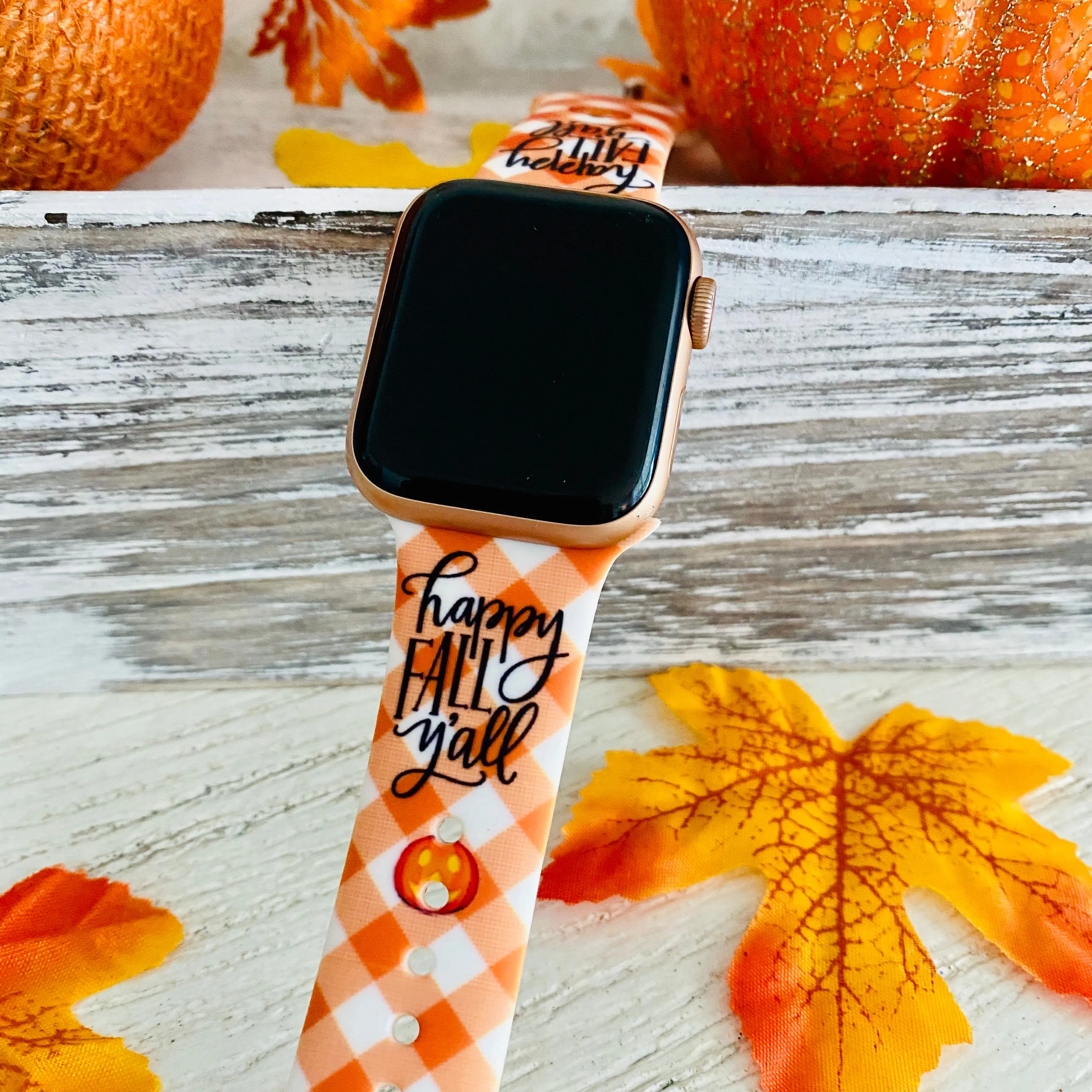 Happy Fall Y'all Print Silicone Band For Apple Watch