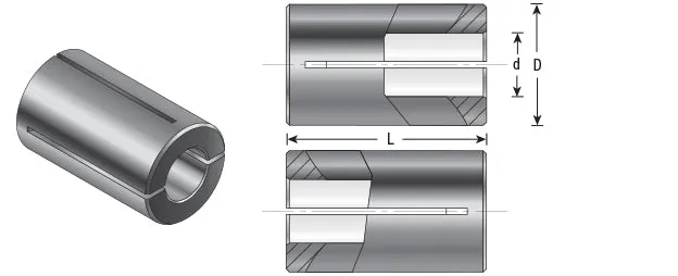 High Precision Router Collet Reducer | 10mm Overall Dia x 8mm Inner Dia x 1" Long | RB-110 | 738685121108