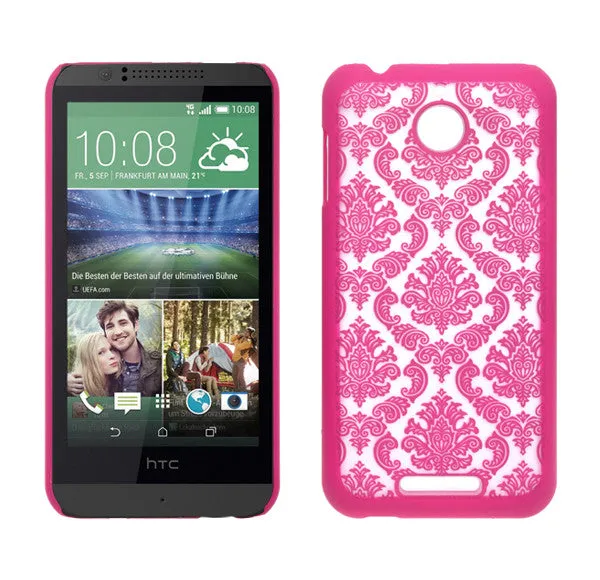 HTC Desire 510 Case, Ultra Slim Damask Vintage Hard Case Cover - Hot Pink