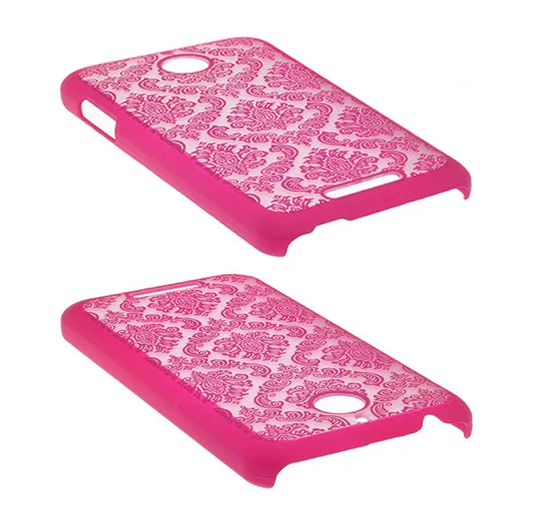 HTC Desire 510 Case, Ultra Slim Damask Vintage Hard Case Cover - Hot Pink