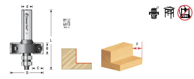 Insert Superabbet Jr. Router Bit | 1 1⁄2 Dia x 12mm x 1⁄2" Shank | RC-49355 | 738685724934