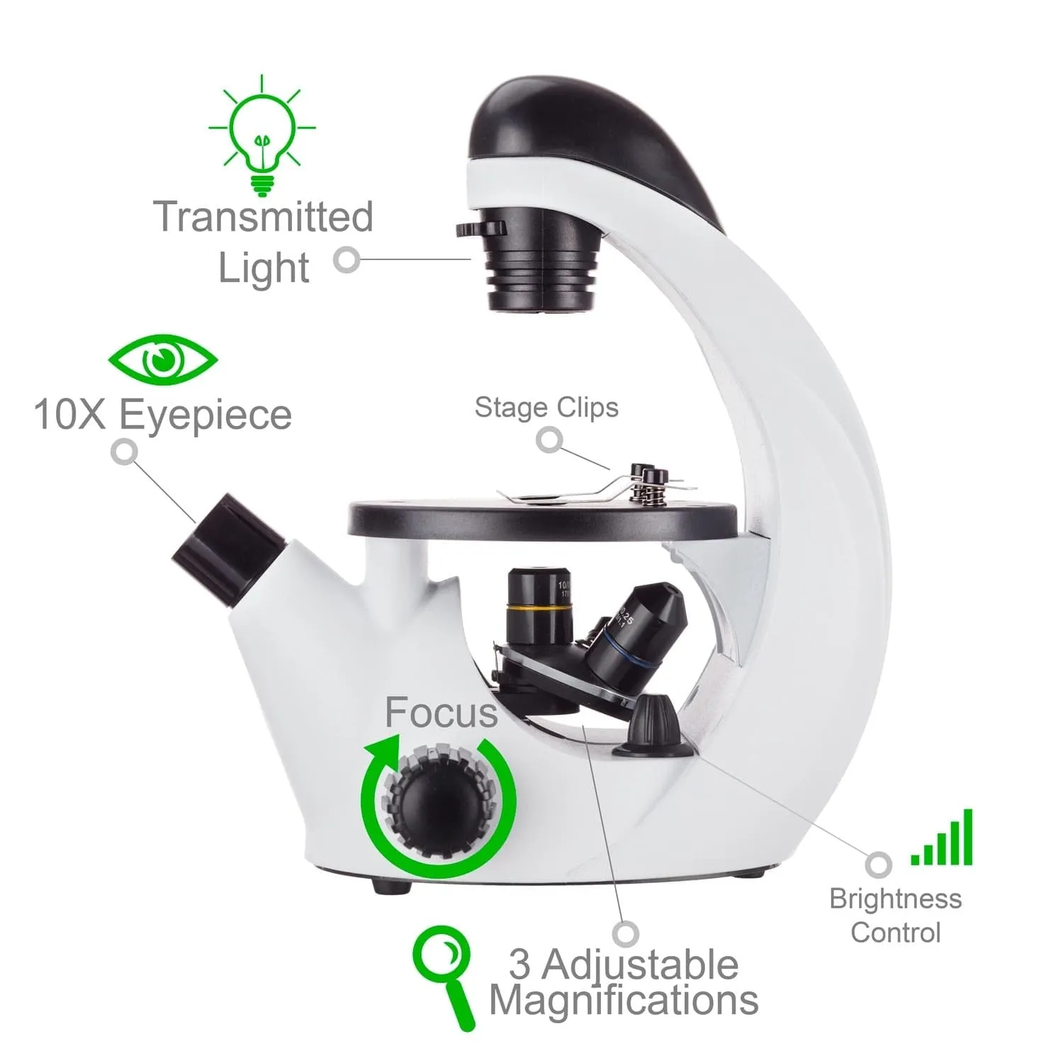 IQCrew by AmScope IN50 Science Discovery Series Inverted Compound Microscope 40X-500X Magnification with 3MP Digital Eyepiece Camera