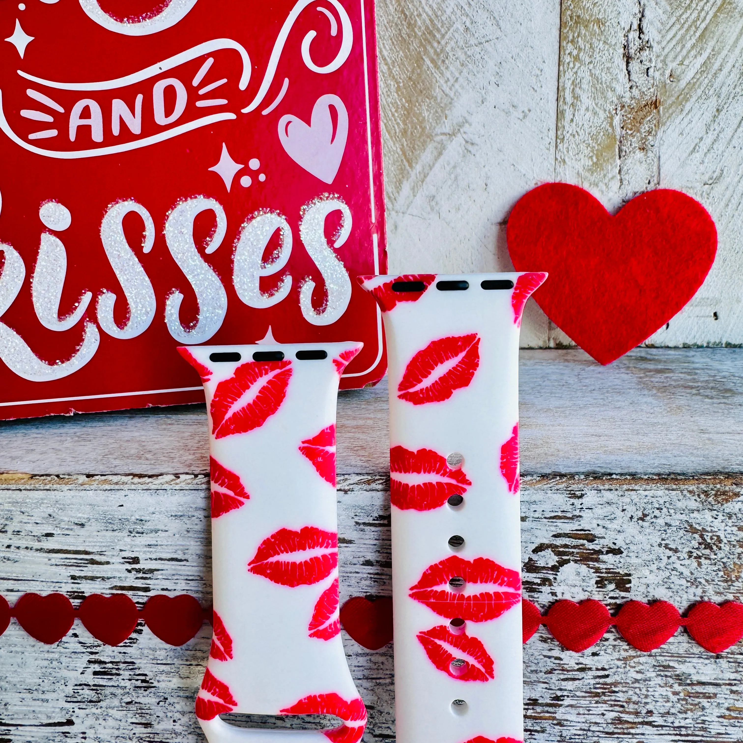 Kisses Print Silicone Band For Apple Watch