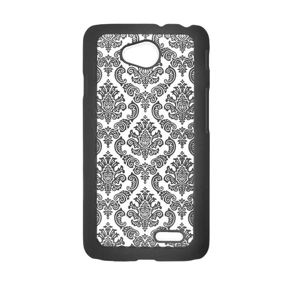 L70 | Optimus L70 | MS323 | D325 Case, Ultra Slim Damask Vintage Case Cover - Black