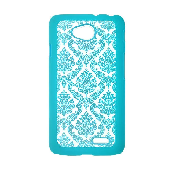 L70 | Optimus L70 | MS323 | D325 Case, Ultra Slim Damask Vintage Case Cover - Teal