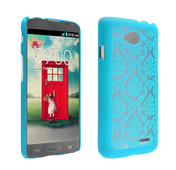 L70 | Optimus L70 | MS323 | D325 Case, Ultra Slim Damask Vintage Case Cover - Teal