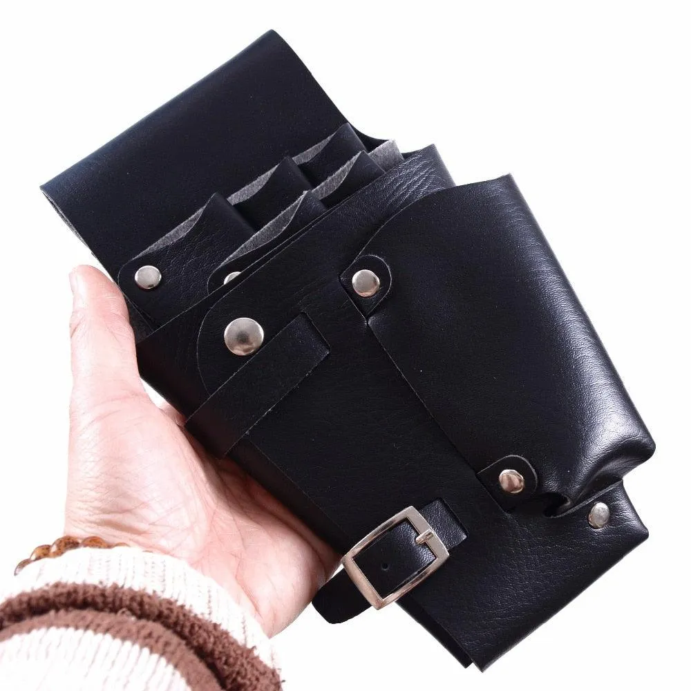 Leather Hairdressing Case Tools Scissor Bag Barber Holster Pouch Holder Rivet Purse