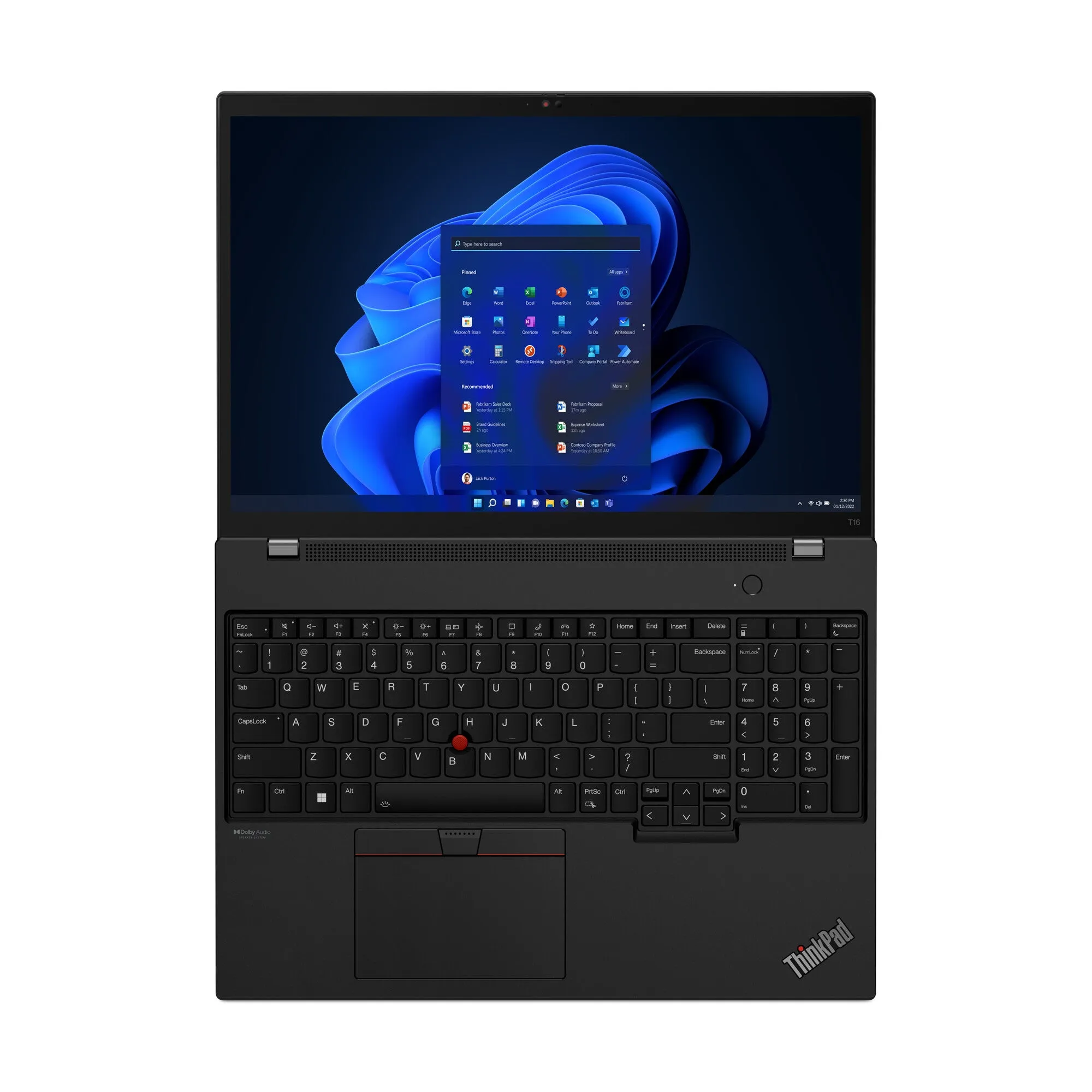 Lenovo ThinkPad T16 Gen 1 (Intel) Intel® Core™ i7 i7-1260P Laptop 40.6 cm (16") WUXGA 16 GB DDR4-SDRAM 512 GB SSD Wi-Fi 6E (802.11ax) Windows 11 Pro Black