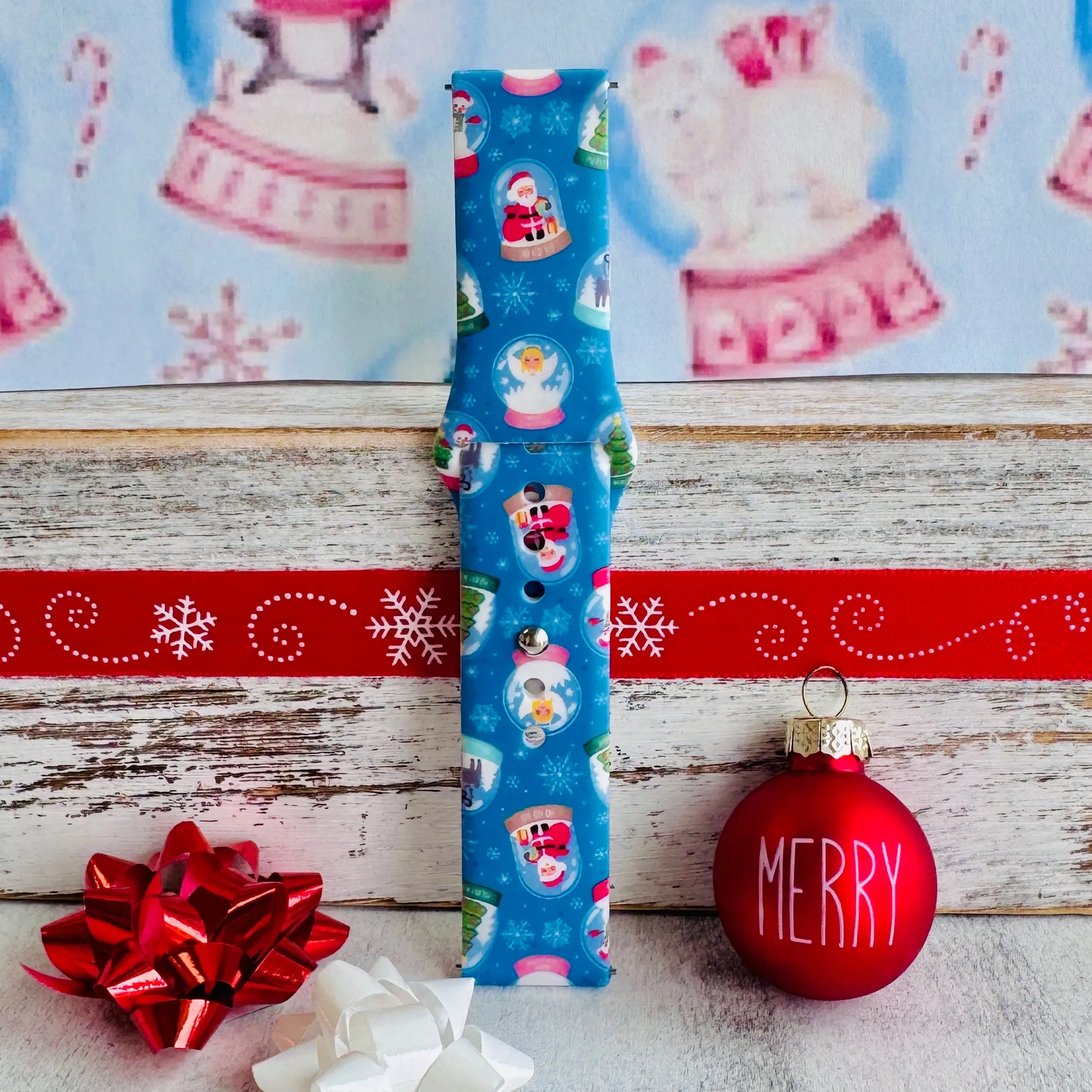 Let It Snow Globes Print Silicone Band For Samsung Watch