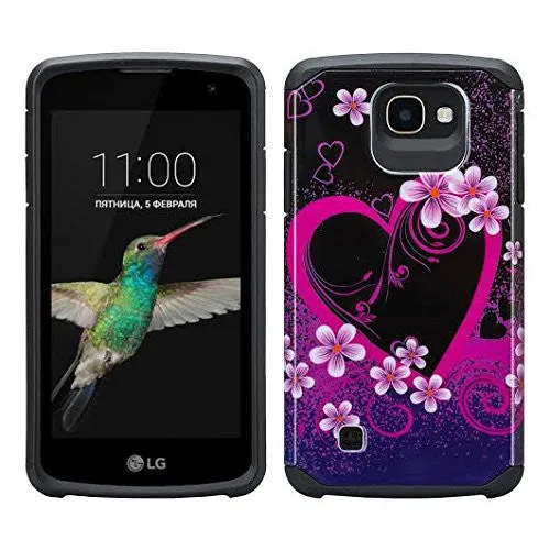 LG Optimus Zone 3 Case | LG K4 Case | LG Spree Case | LG Rebel Case, Slim Hybrid DualLayer[Shock Resistant] Case - Heart Butterflies