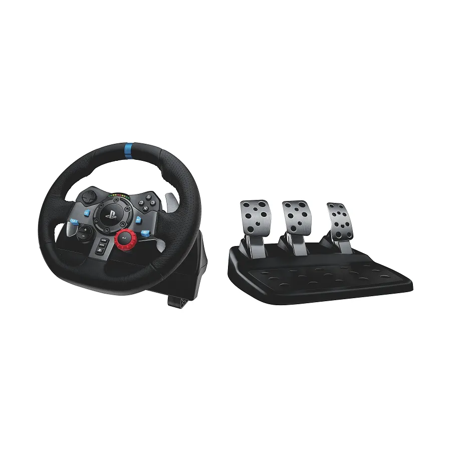 Logitech G29 Driving Force Racing Wheel and Floor Pedals, Real Force, Stainless Steel Paddle Shifters, Leather Steering Wheel Cover,PS5/PS4/PS3/PC/Mac