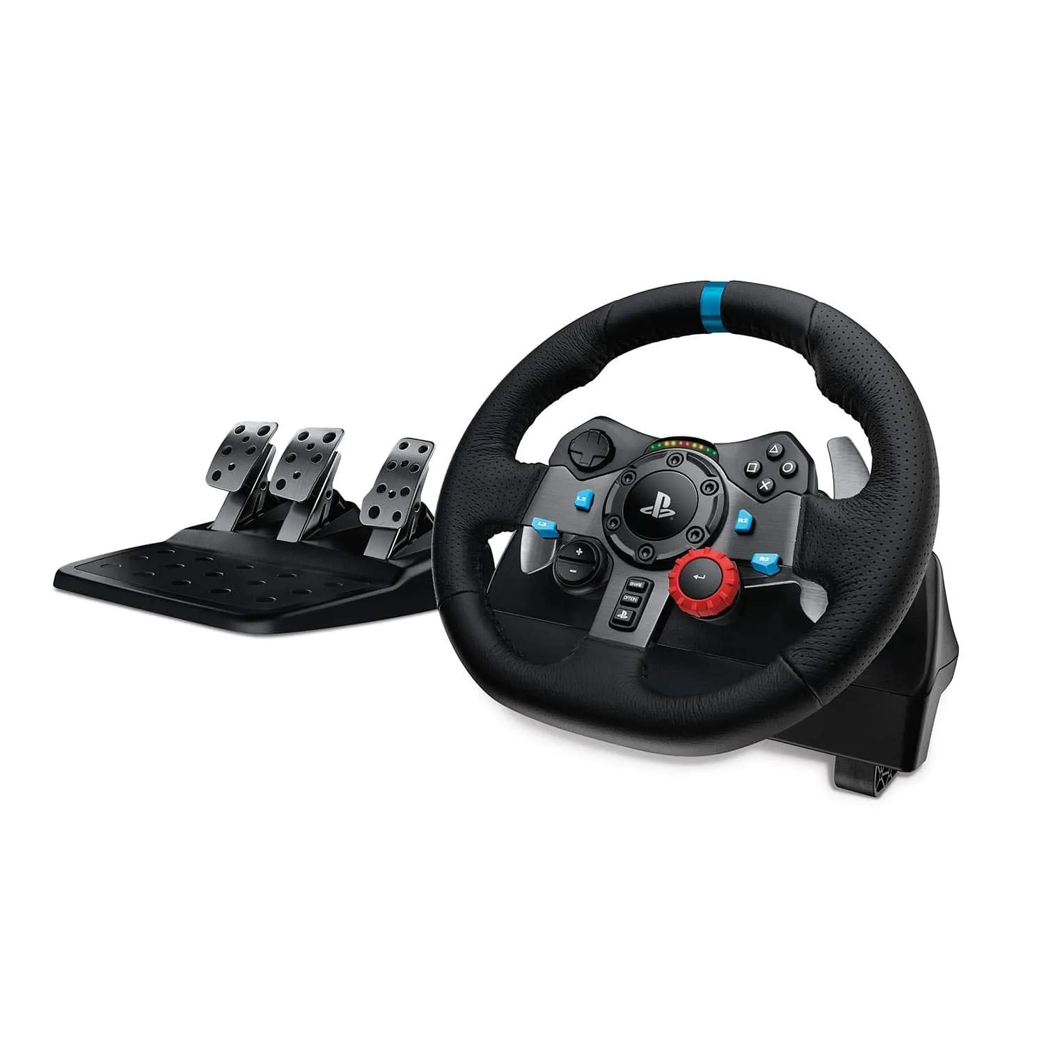 Logitech G29 Driving Force Racing Wheel and Floor Pedals, Real Force, Stainless Steel Paddle Shifters, Leather Steering Wheel Cover,PS5/PS4/PS3/PC/Mac