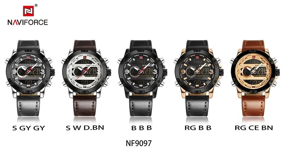 Luxury Analog/Digital Leather Sports Watch