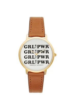 Major Gold Tone Almond Strap Watch, 35mm