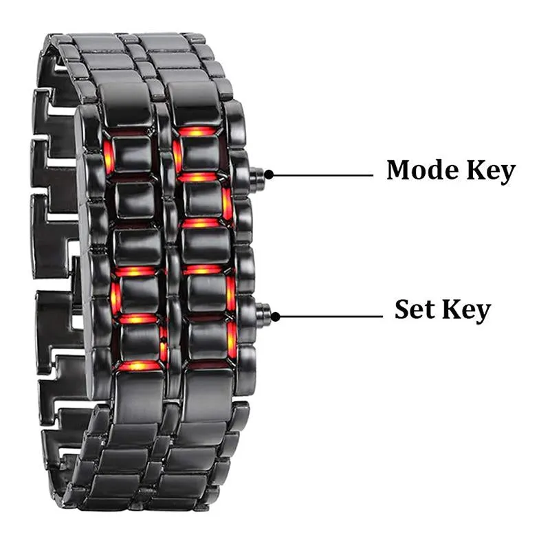 Men‘s Lava LED Digital Stainless Steel Bracelet Watch