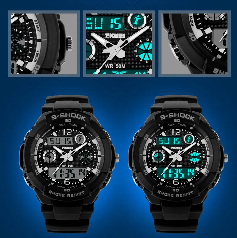 Men's Quartz Digital Watch Men Sports Watches SKMEI S Shock Relojes LED Military Waterproof Wristwatches