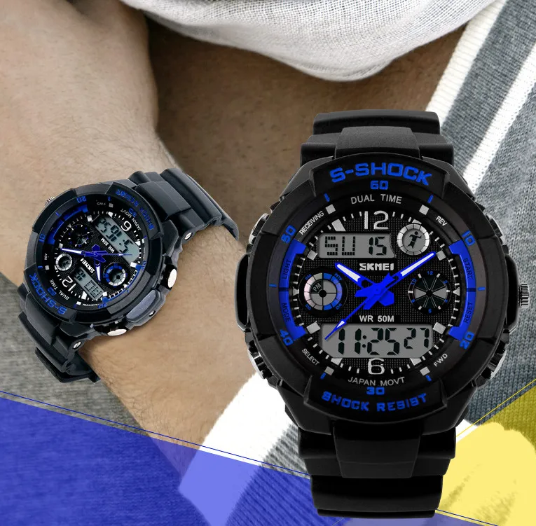 Men's Quartz Digital Watch Men Sports Watches SKMEI S Shock Relojes LED Military Waterproof Wristwatches