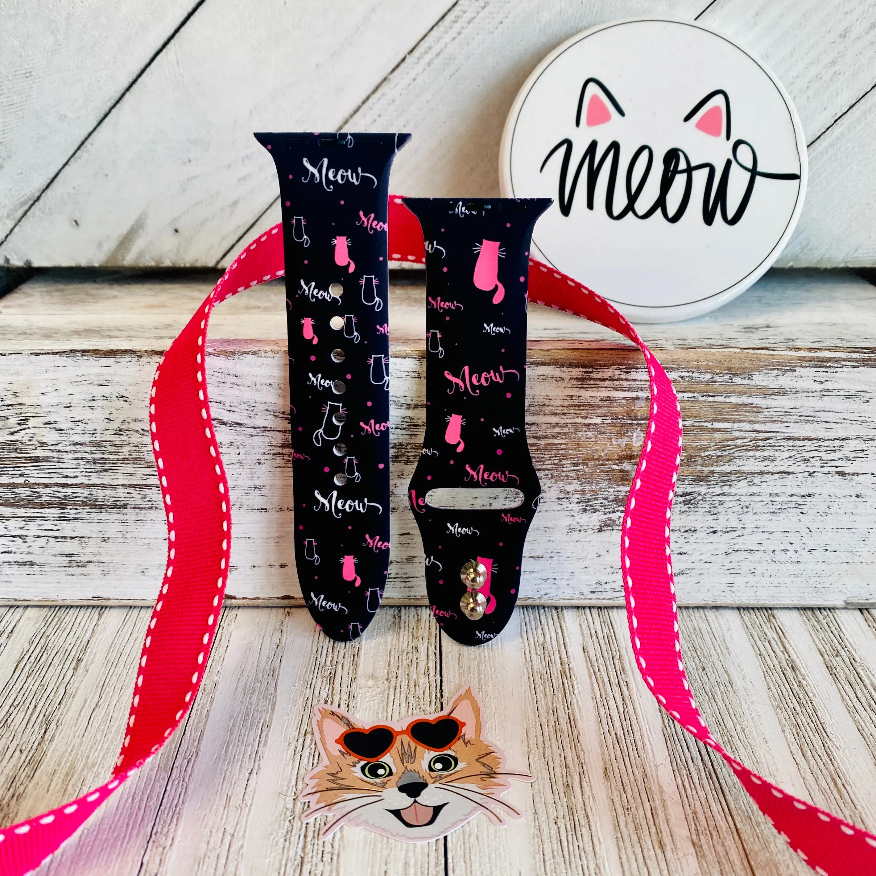 Meow Print Silicone Band For Apple Watch