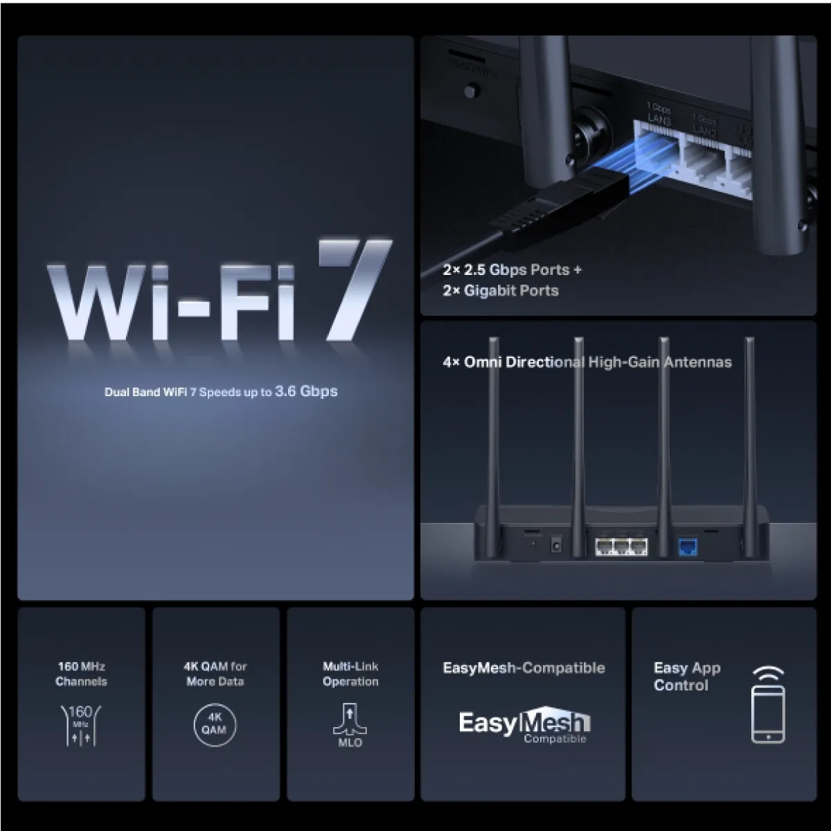 MERCUSYS水星網絡 MR27BE BE3600 雙頻 Wi-Fi 7 路由器