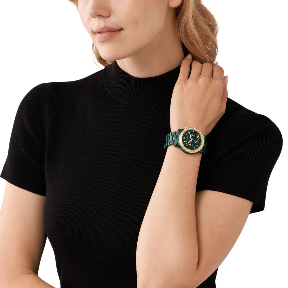 Michael Kors Runway Chronograph Green Acetate Watch - MK7422 - 787747